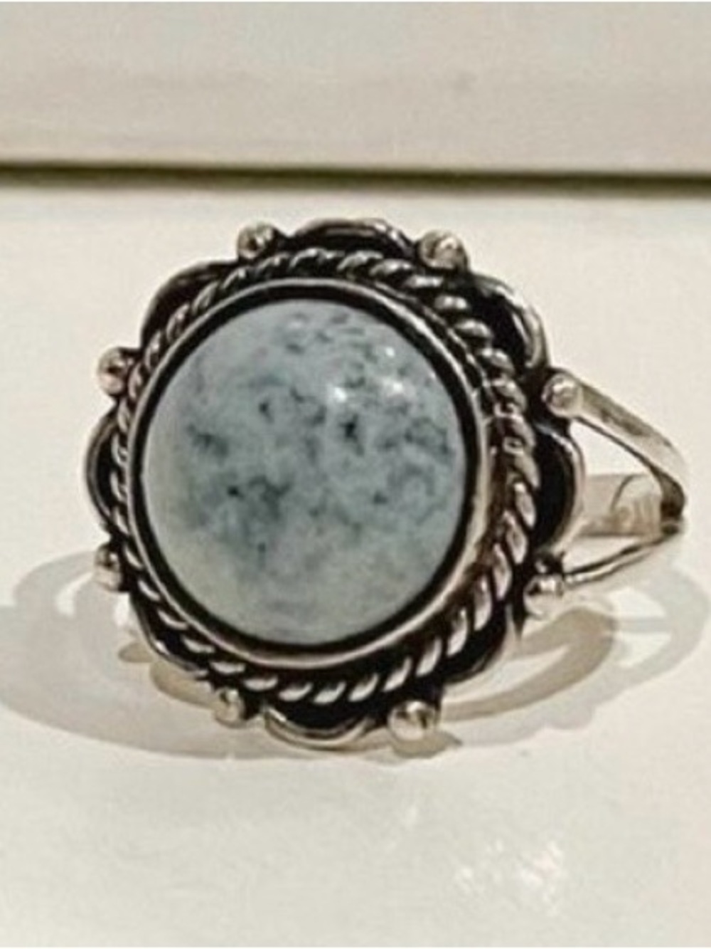 Sterling Silver Natural Stone Ring Size 7.5